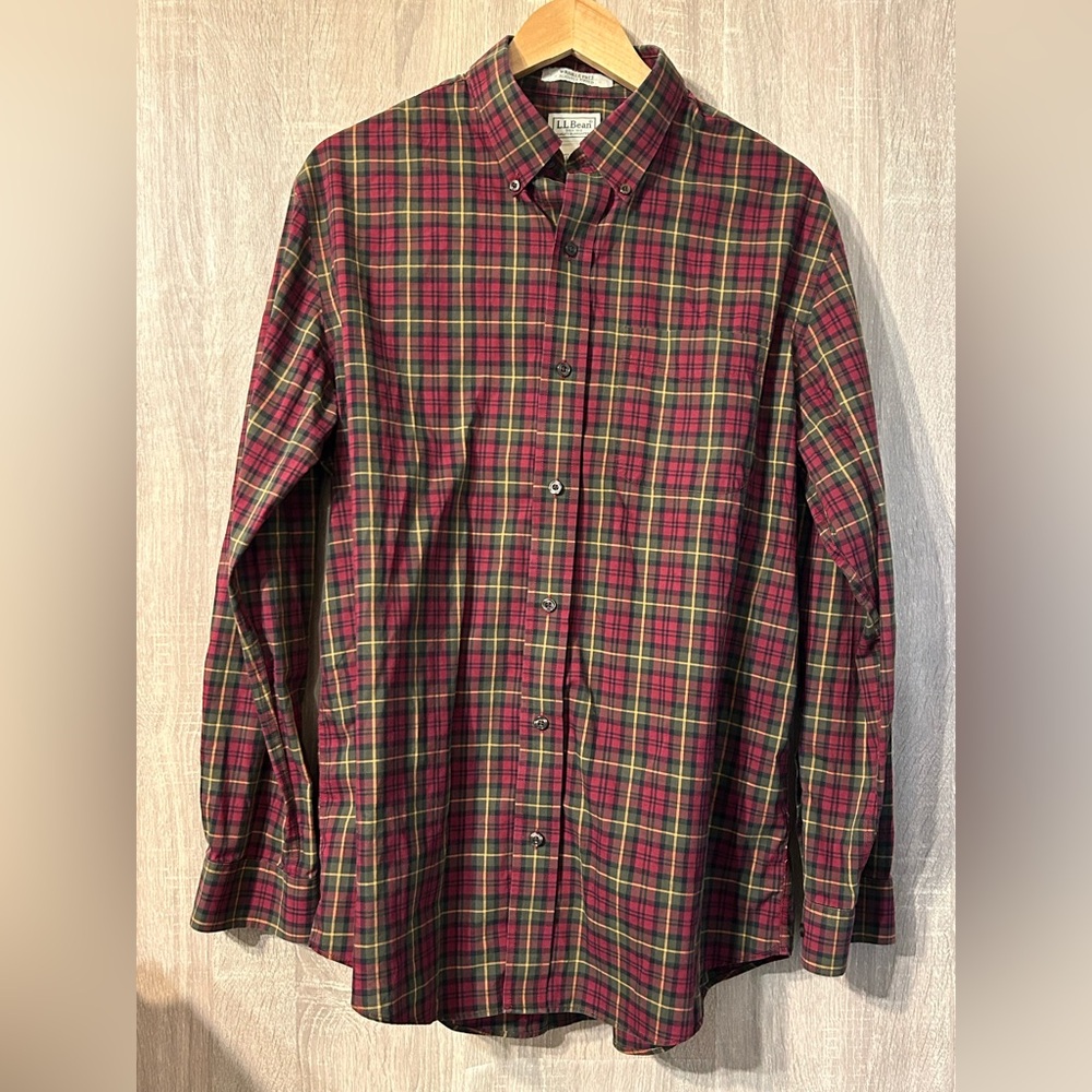 L.L. Bean Plaid Men's Shirt Size Large Wrinkle Free